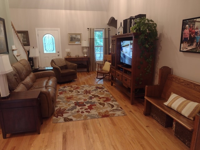 living room featuring light hardwood / wood-style floors