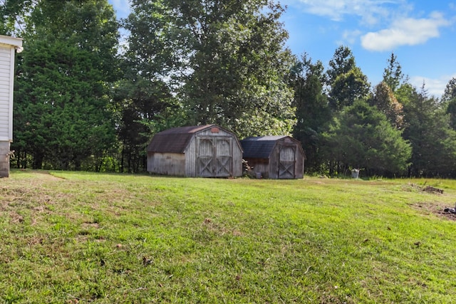 view of yard with a storage unit