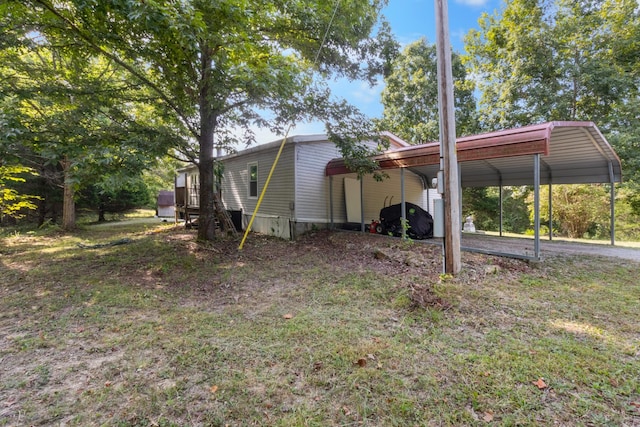 exterior space featuring a carport