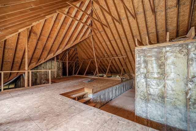 view of unfinished attic