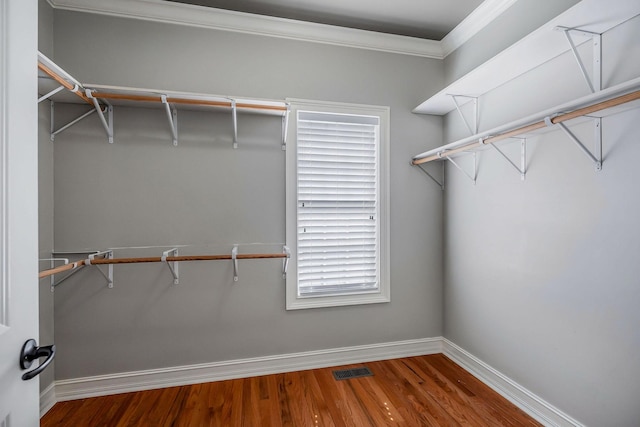 spacious closet with wood-type flooring