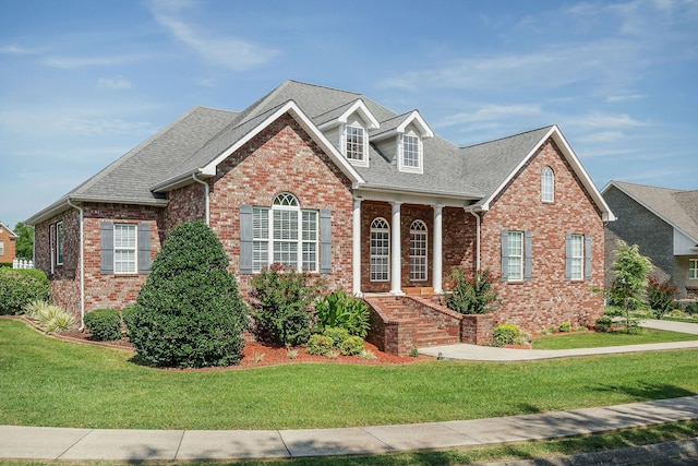 view of front of home featuring a front lawn