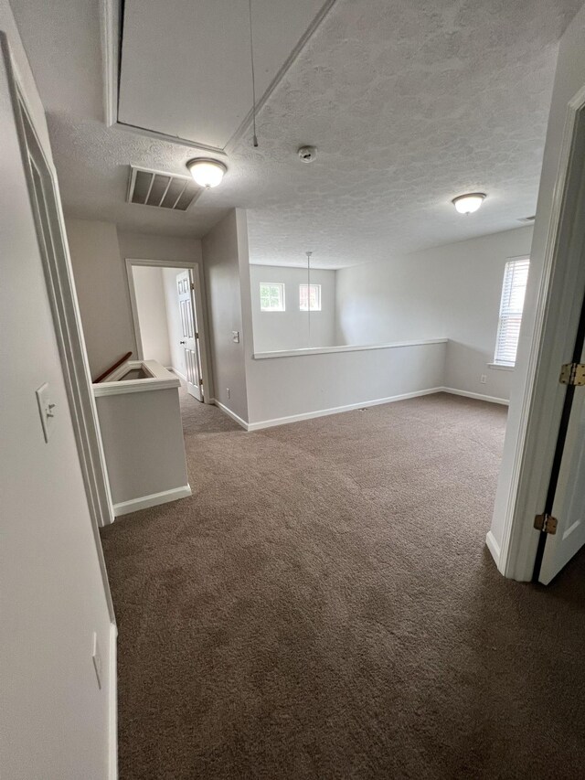 empty room featuring carpet flooring and a textured ceiling