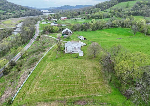 aerial view with a rural view and a mountain view