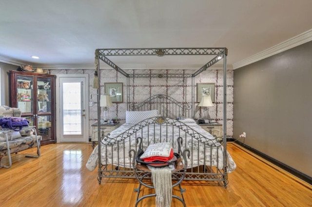 interior space featuring light hardwood / wood-style flooring and crown molding