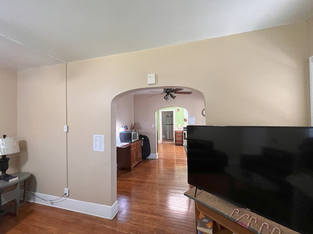 hallway with light wood-type flooring