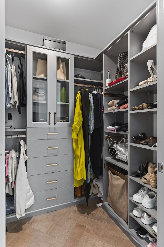 walk in closet featuring hardwood / wood-style flooring