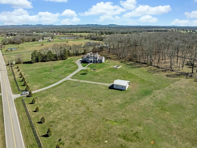 aerial view featuring a rural view