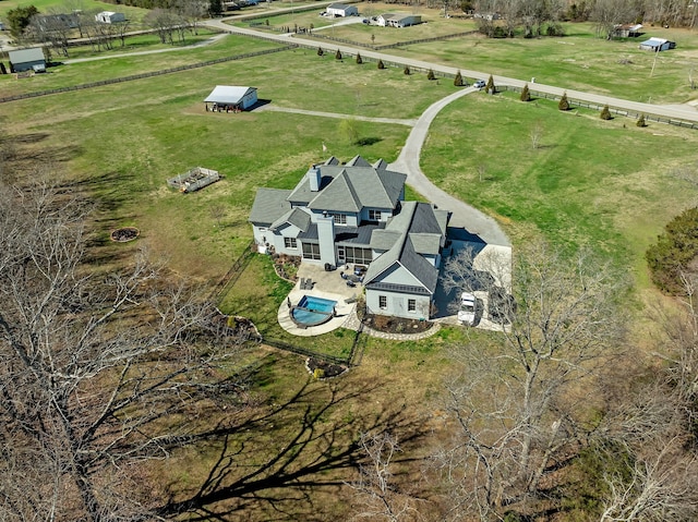 aerial view with a rural view