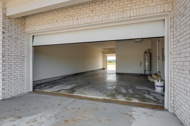 garage featuring water heater