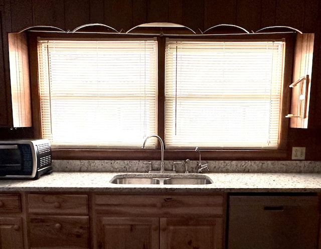 1716 Keller Ave, Pulaski, TN 38478 - kitchen featuring light stone counters, a healthy amount of sunlight, dishwasher, and a sink
