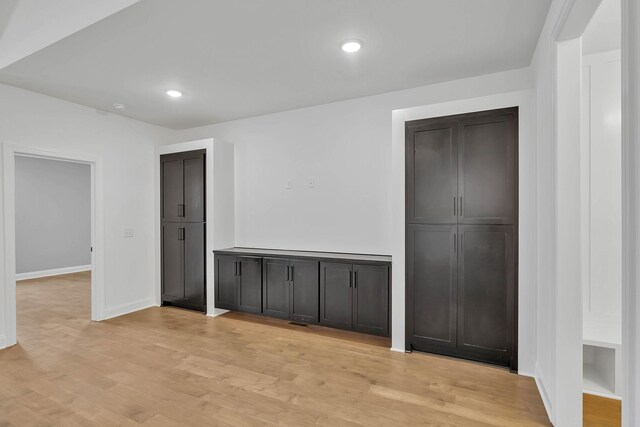 interior space with light hardwood / wood-style floors