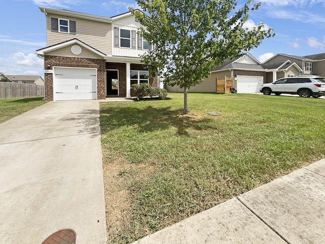 3611 Pitchers Ln, Murfreesboro, TN 37128 - view of front of house with a front yard, concrete driveway, brick siding, and fence