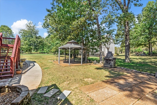 view of yard with a patio and a gazebo