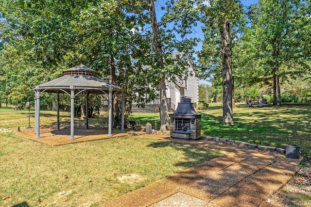 view of yard with a gazebo