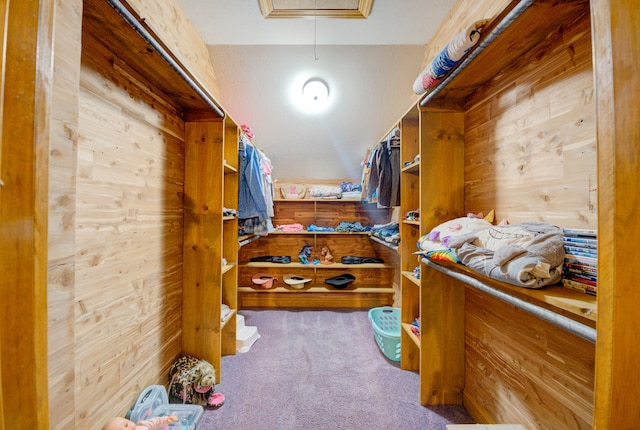 spacious closet with light colored carpet