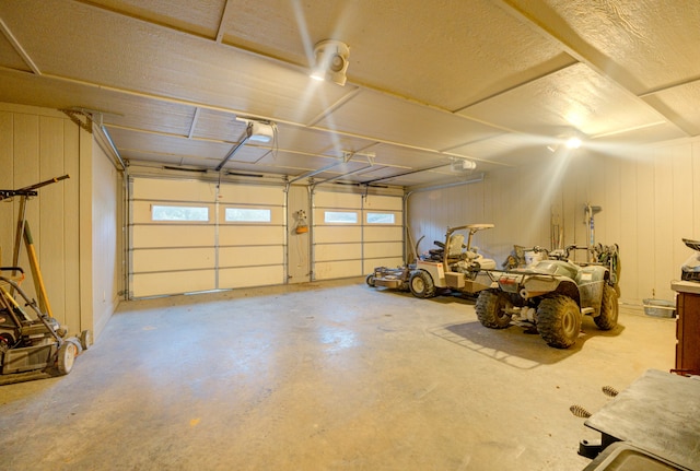 garage with a garage door opener