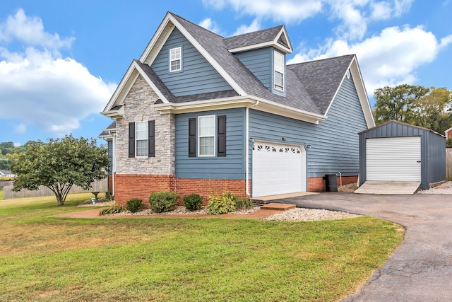 view of front of home with a front lawn