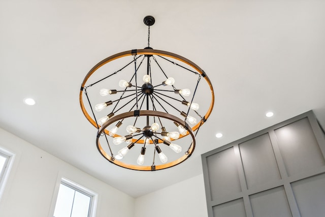 interior details with a chandelier