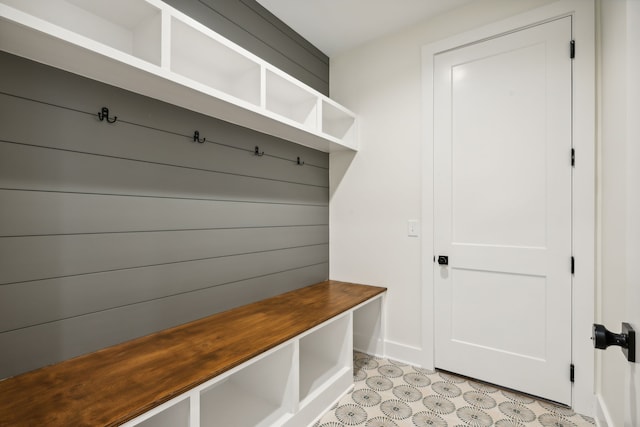 mudroom featuring light tile patterned floors