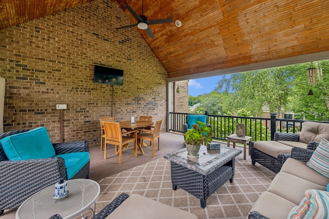 view of patio / terrace featuring an outdoor hangout area and ceiling fan