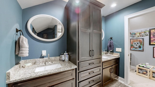 1019 Parker Rd, Kingston Springs, TN 37082 - bathroom with baseboards, recessed lighting, and vanity