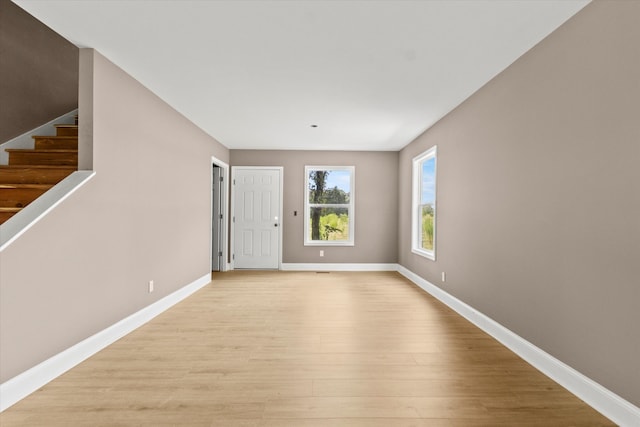 interior space with light hardwood / wood-style floors