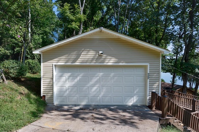 view of detached garage