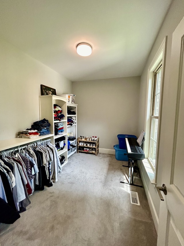 spacious closet with carpet flooring