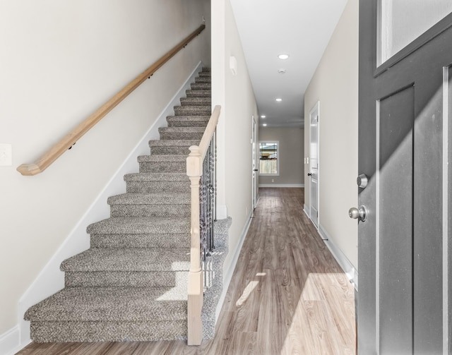 203 W Fallow Ct, Clarksville, TN 37040 - stairway with wood finished floors and recessed lighting