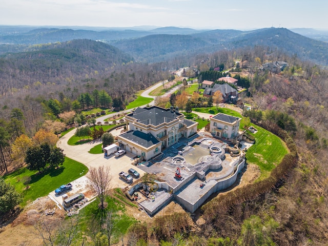 drone / aerial view with a mountain view