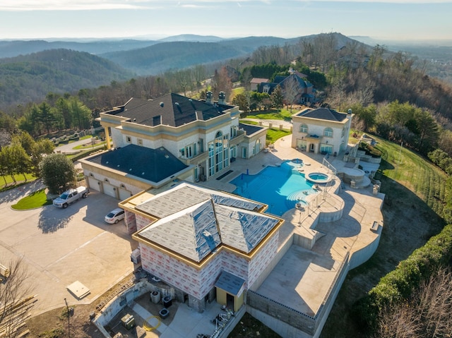 drone / aerial view with a mountain view