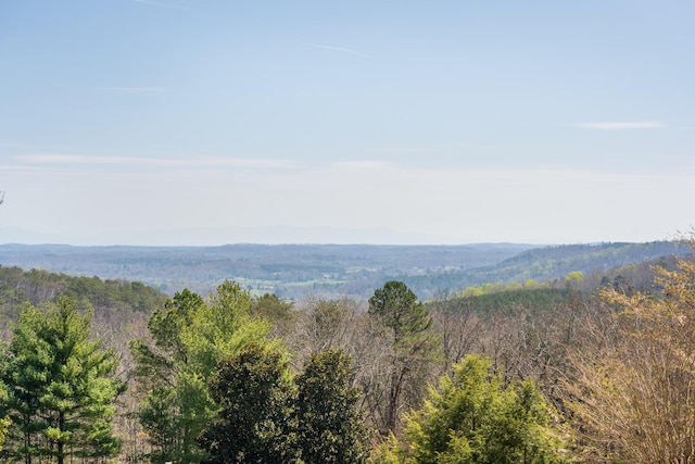 mountain view featuring a view of trees