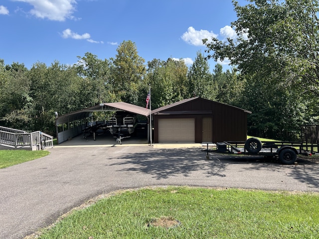 garage with a carport