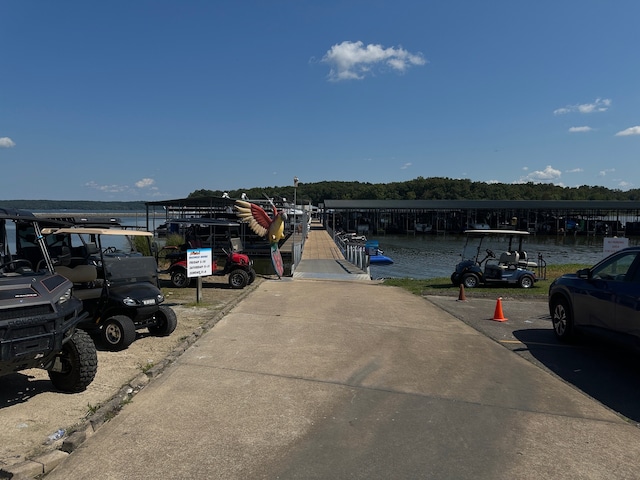 exterior space featuring a dock