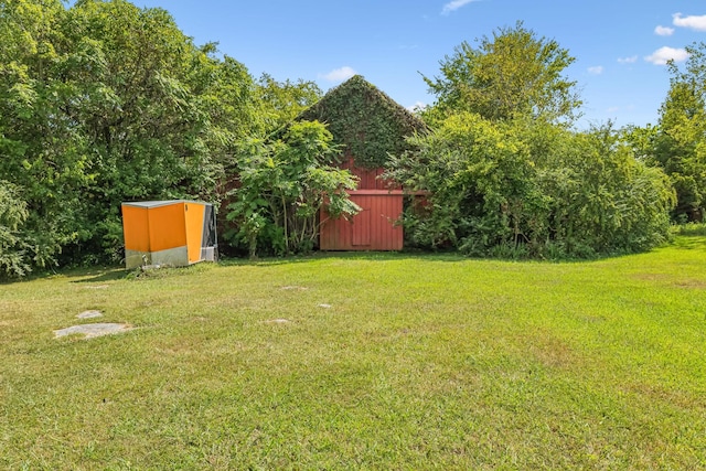 view of yard with an outbuilding