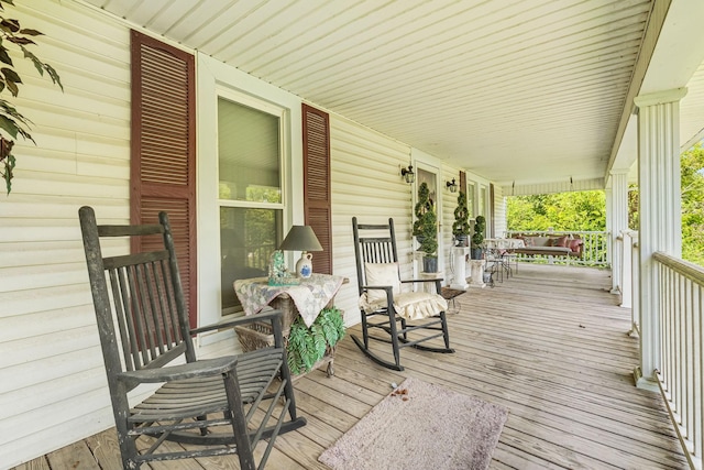 deck with a porch