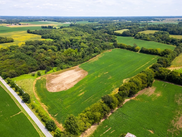 birds eye view of property with a rural view