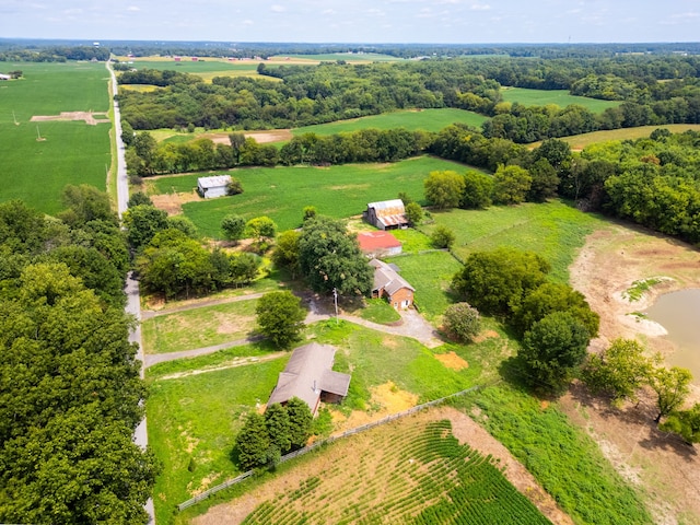 birds eye view of property featuring a rural view