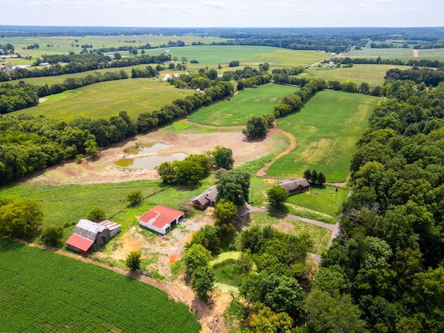 aerial view featuring a rural view