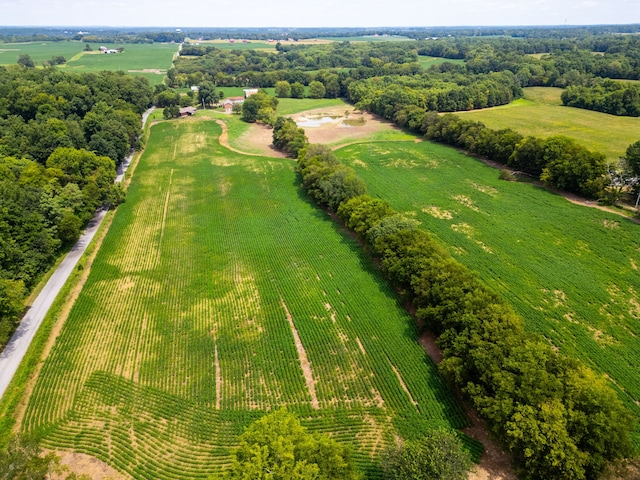 birds eye view of property featuring a rural view