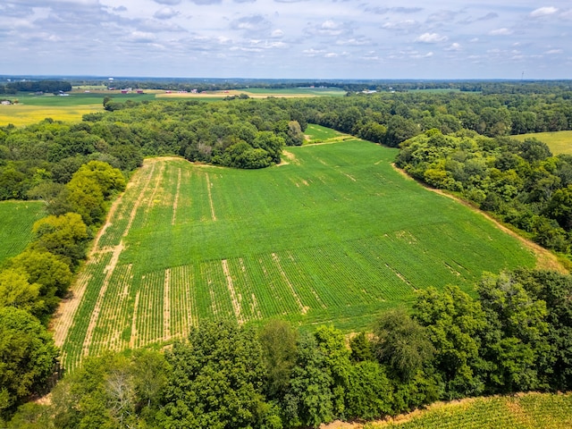 aerial view featuring a rural view