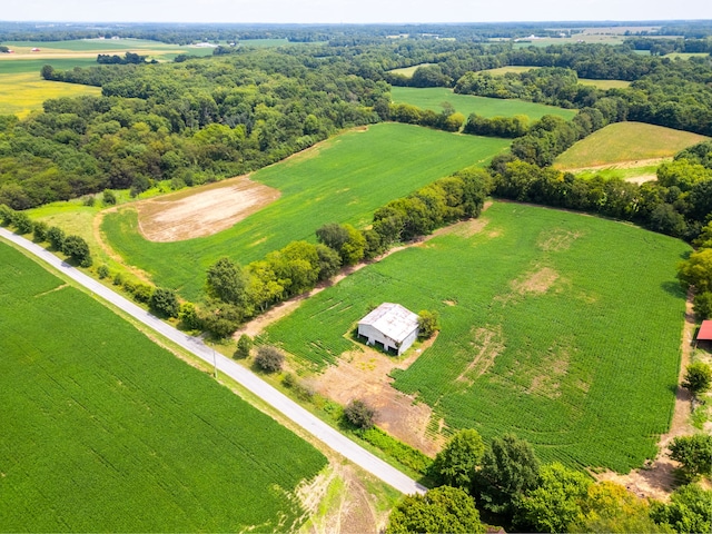 birds eye view of property with a rural view