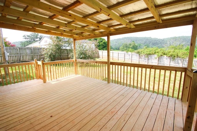 deck featuring a fenced backyard