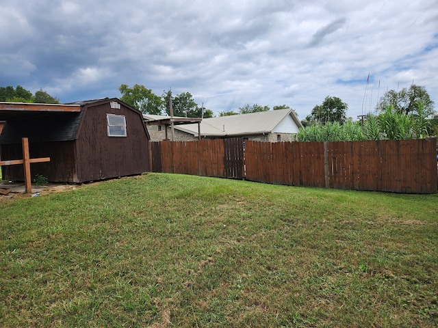 view of yard with a storage shed