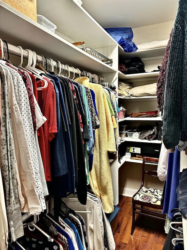 walk in closet featuring hardwood / wood-style flooring