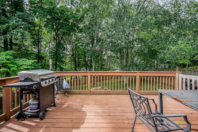 deck featuring area for grilling