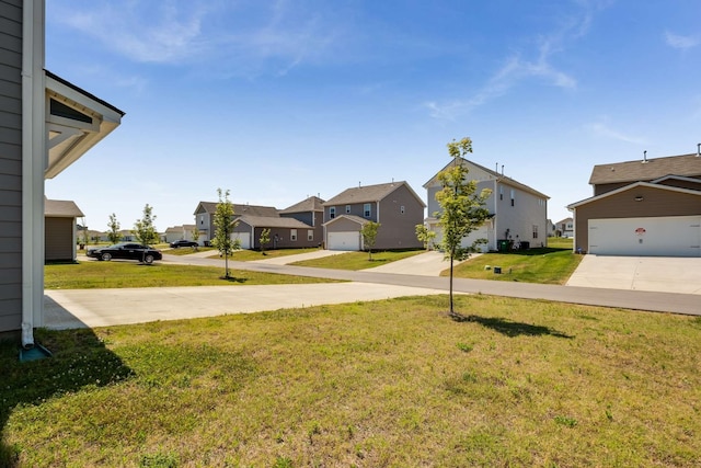 view of yard with a garage