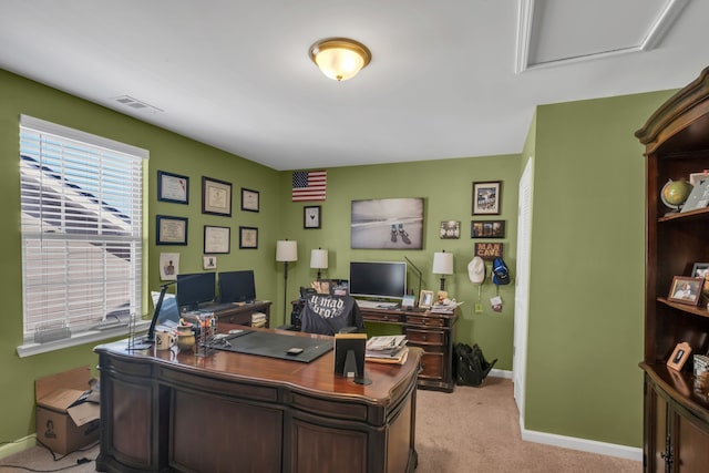 office featuring light carpet