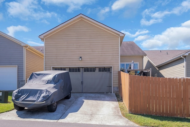 view of home's exterior featuring a garage